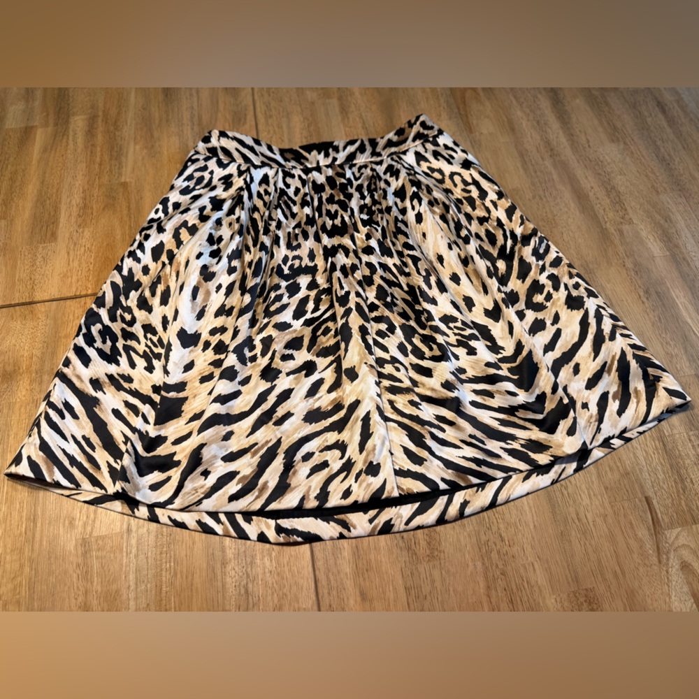 White House Black Market Animal Print A-Line Skirt